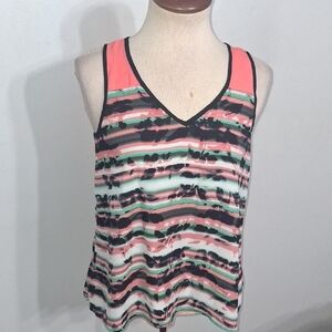 Striped V-Neck Sleeveless Top- W Sz XS